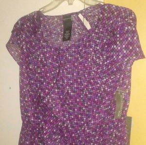 Petite ruffle peplum boysenberry blouse